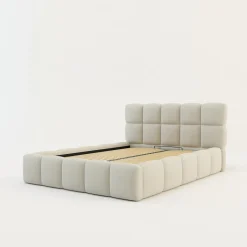 Łóżko tapicerowane boucle kremowe CELINE 140x200 cm
