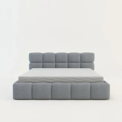 Łóżko tapicerowane boucle szaroniebieskie CELINE 180x200 cm