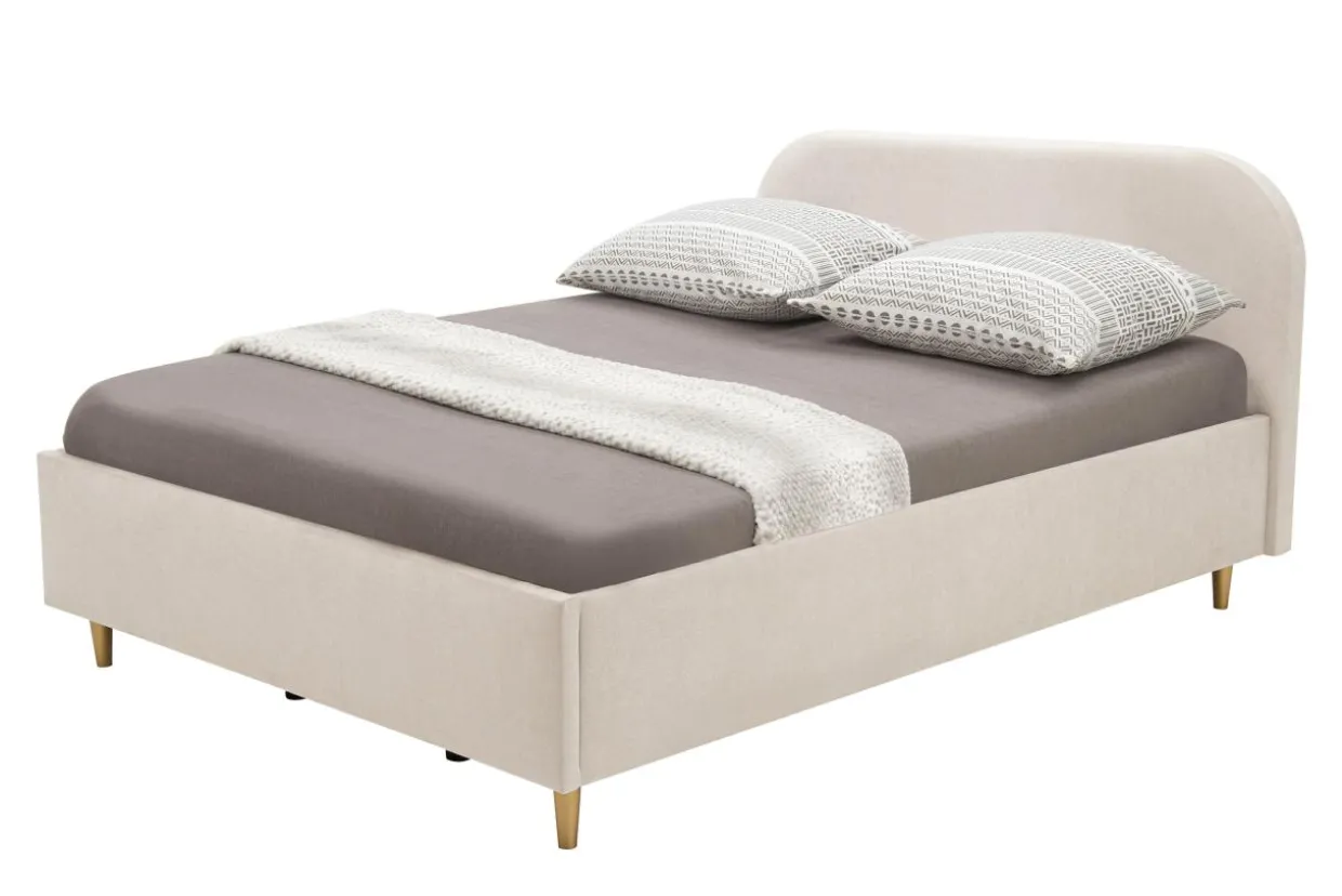 Łóżko tapicerowane na złotych nogach SANTADI 140x200 cm