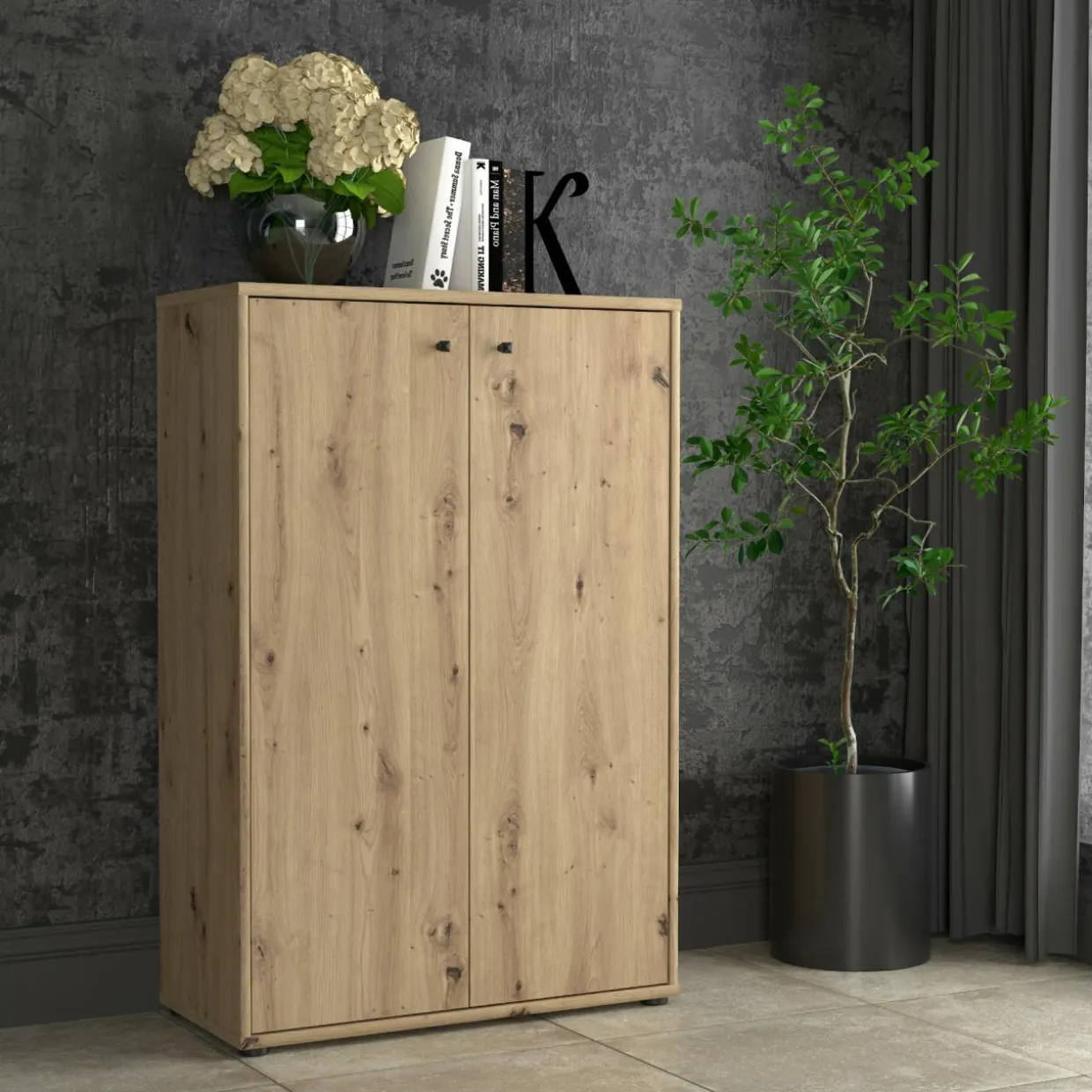 Komoda TEMPRA 2 wysoka 2D dąb artisan