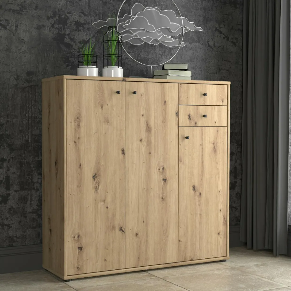 Komoda wysoka TEMPRA 2 3D2S dąb artisan