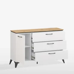 Komoda z szufladami biała z ryflowaniem VELUTTO