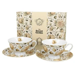 Komplet 2 filiżanek ze spodkami ROYAL ENGLISH ROSES WHITE 250 ml