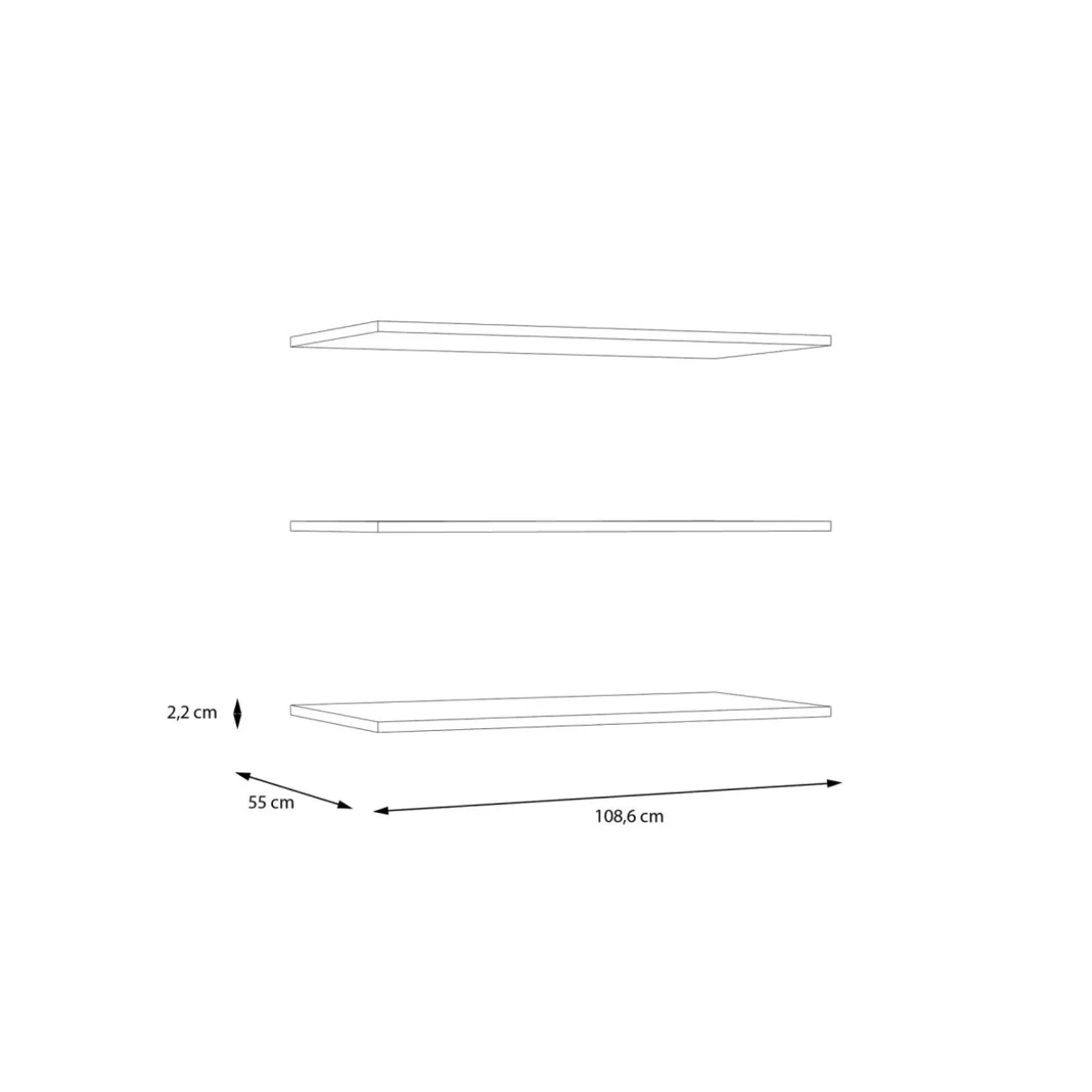 Komplet 3 półek do szafy 108.6 cm