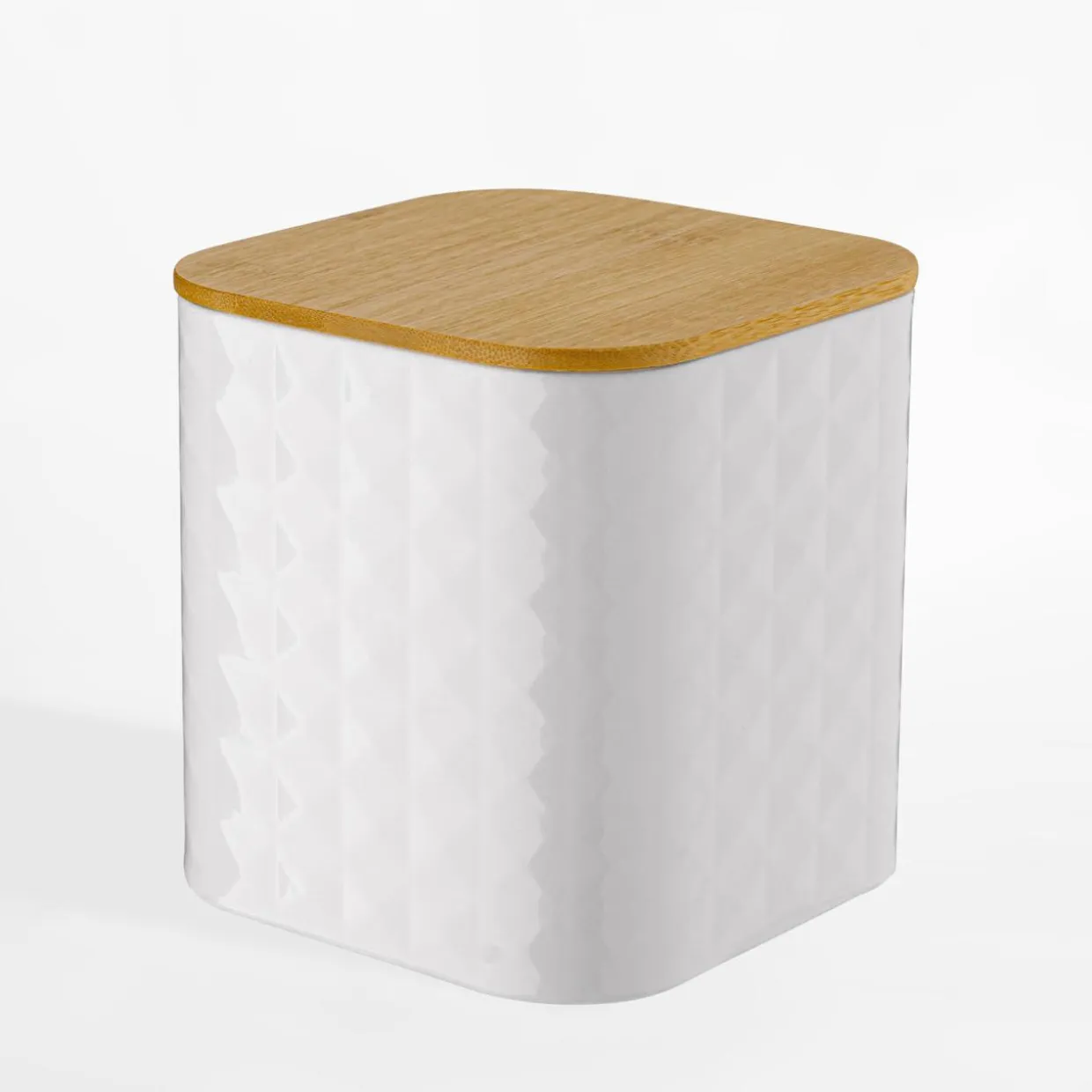 Komplet 3 pojemników białych GEOMETRIC 11,5x11,5x12,3 cm