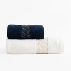 Komplet 2 ręczników biały/granatowy GLOW