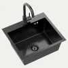 Komplet zlewozmywak QUADRON czarny AVENIR BOX 50X45 cm z baterią