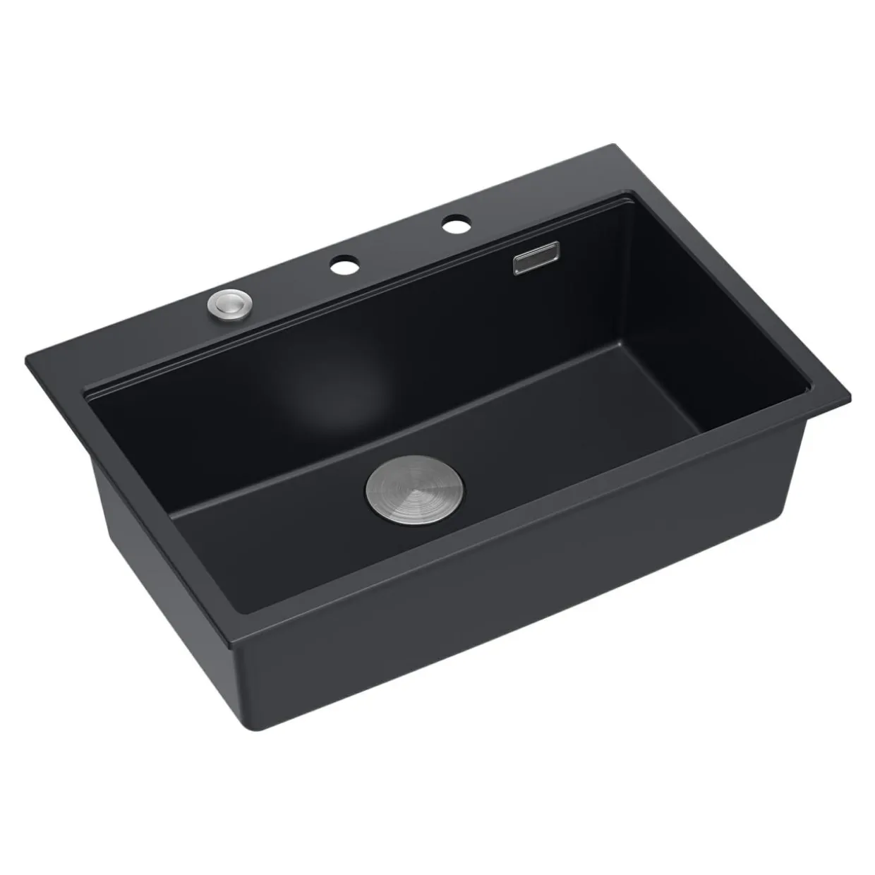 Komplet zlewozmywak QUADRON czarny MASTER BASE 1K 76x50 cm z akcesoriami