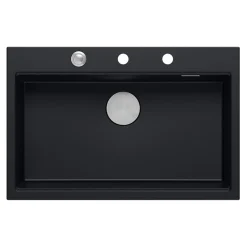 Komplet zlewozmywak QUADRON czarny MASTER BASE 1K 76x50 cm z akcesoriami