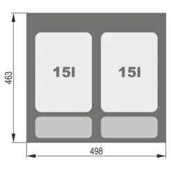 Kosz do sortowania odpadów INSIDE 2x15l