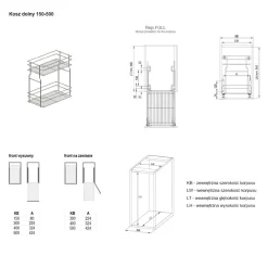 Kosz dolny cargo mini do kuchni metal grafit 50/2 (10/MZMF) INSIDE
