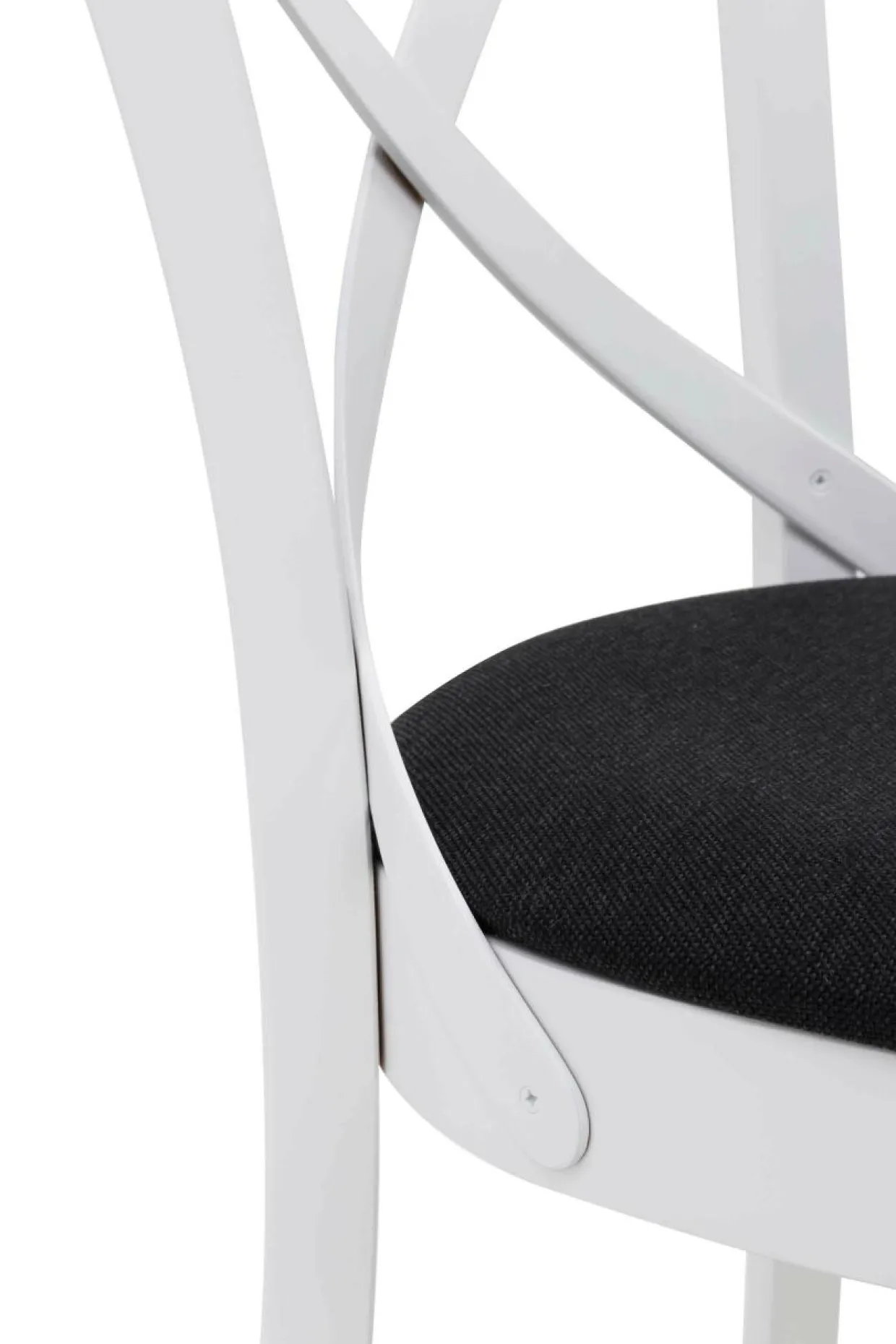 Krzesło drewniane białe, z czarnym siedziskiem FRESCO