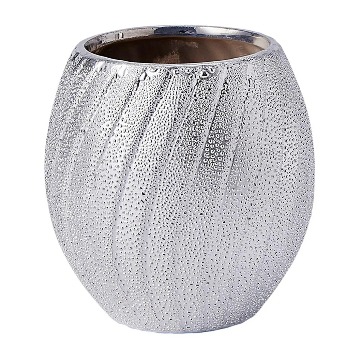 Kubek łazienkowy na szczoteczki ceramiczny srebrny 8,5 cm