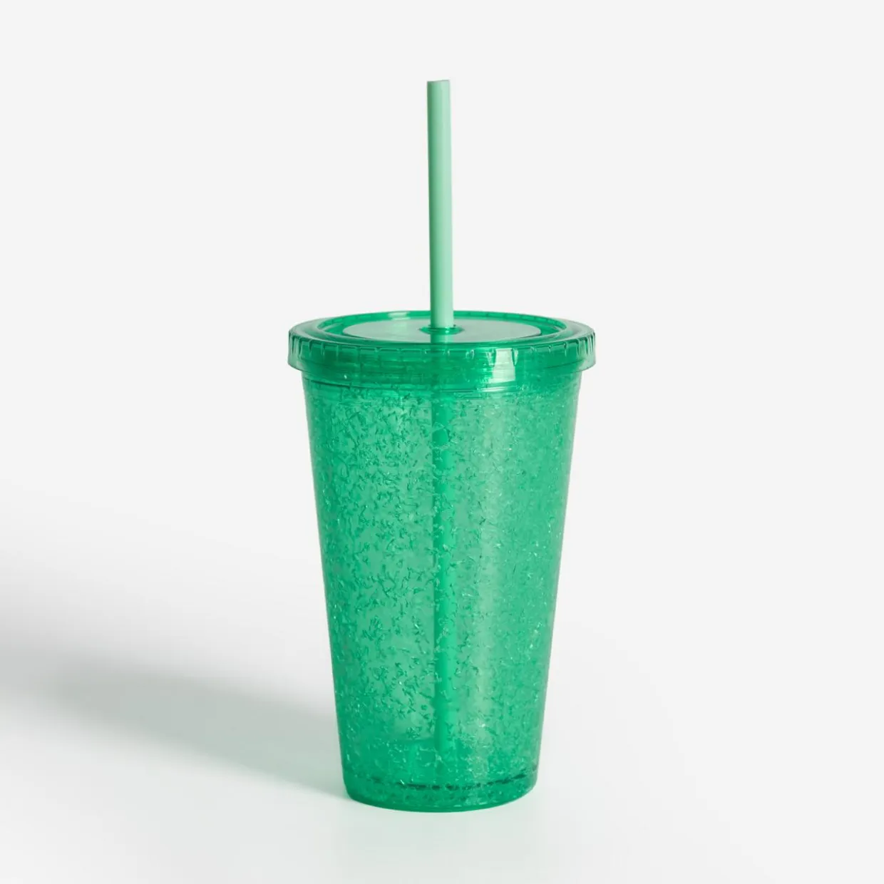 Kubek plastikowy ze słomką zielony 500 ml