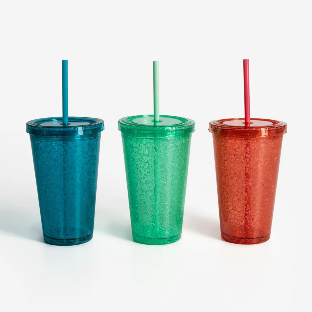 Kubek plastikowy ze słomką zielony 500 ml