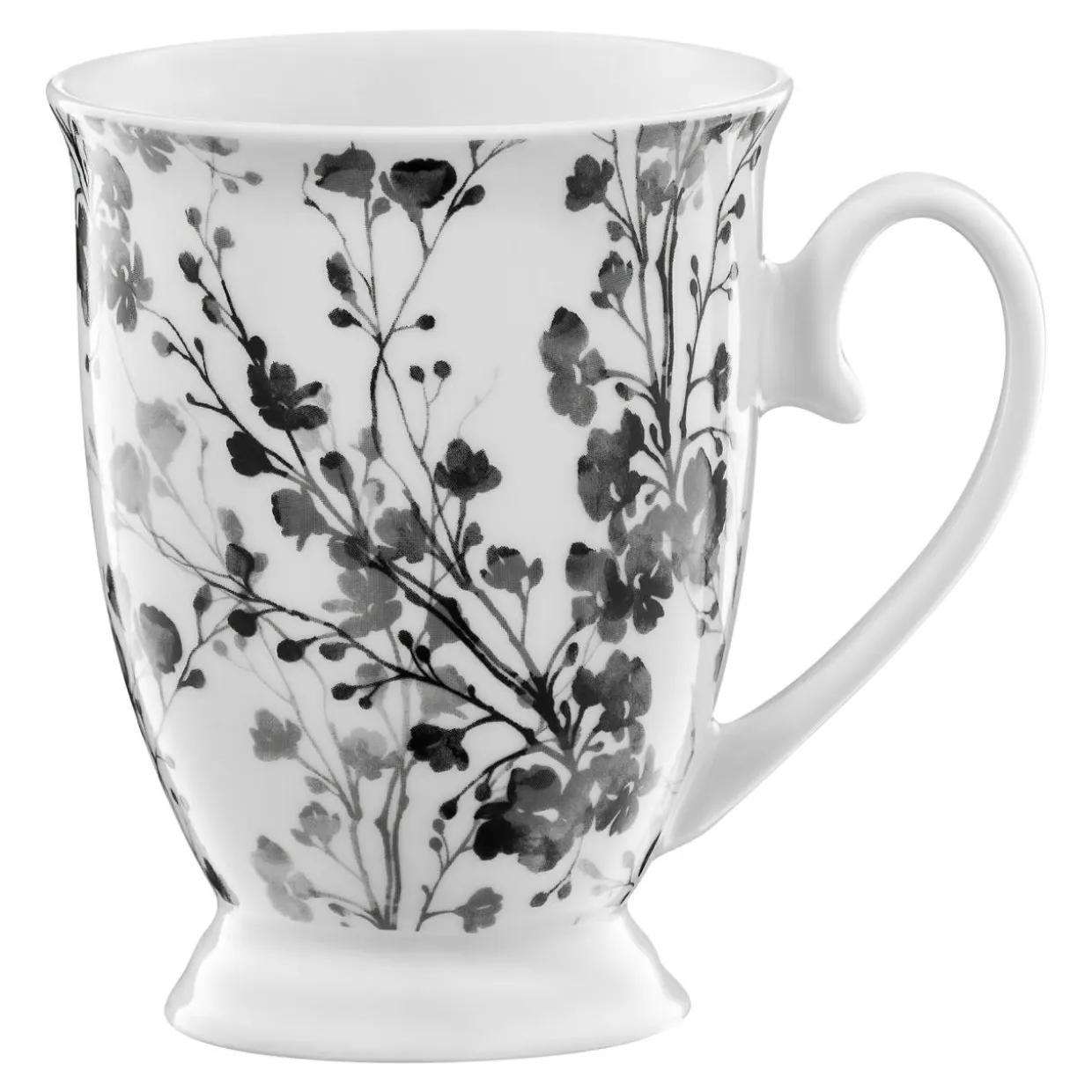 Kubek porcelanowy w czarne kwiaty BLACK NATURE 300 ml