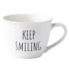 Kubek porcelanowy z napisami KEEP SMILING biały 530 ml