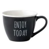 Kubek porcelanowy z napisami ENJOY TODAY czarny 530 ml