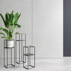 Kwietnik metalowy loftowy czarny LILLIE 62 cm