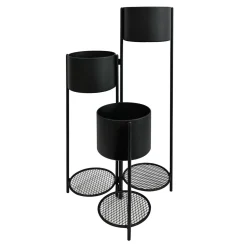 Kwietnik metalowy na 3 donice czarny 80 cm