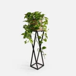 Kwietnik stalowy loftowy czarny dąb LESCAR XS 47 cm