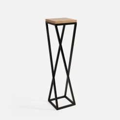 Kwietnik stalowy loftowy czarny dąb LESCAR M 77 cm