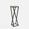 Kwietnik stalowy loftowy czarny dąb LESCAR S 62 cm