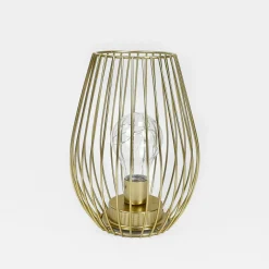 Lampa dekoracyjna LED druciany klosz złota 14,5x20 cm