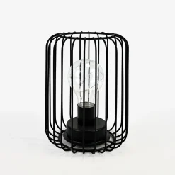 Lampa dekoracyjna LED druciany klosz czarna 13x17 cm