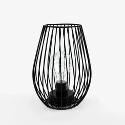 Lampa dekoracyjna LED druciany klosz czarna 14,5x20 cm