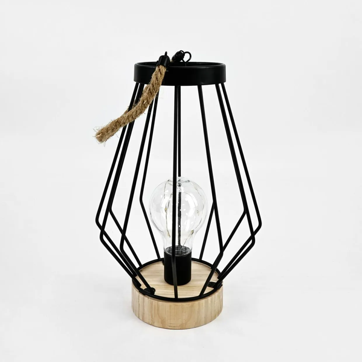 Lampa dekoracyjna LED druciany klosz czarna 16x24 cm