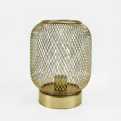 Lampa dekoracyjna LED siatkowy klosz złota 14x16,5 cm