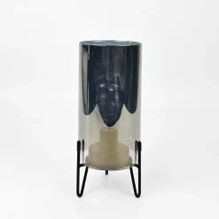 Lampa dekoracyjna LED szklany klosz szary 10x23 cm