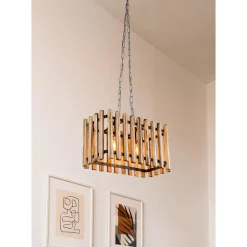 Lampa drewniana wisząca brązowa AHLAT