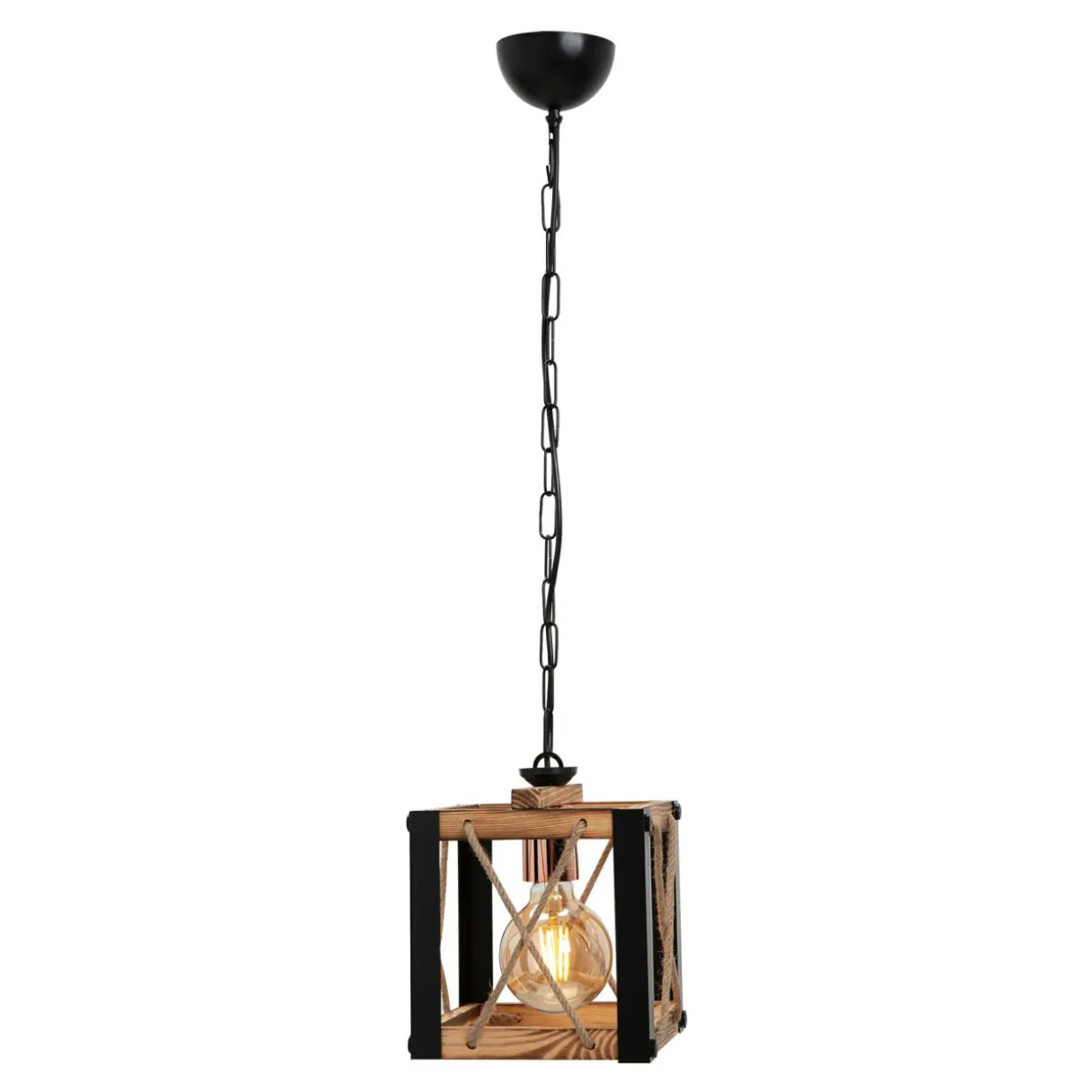 Lampa drewniana wisząca sześcian FARAH 20 cm