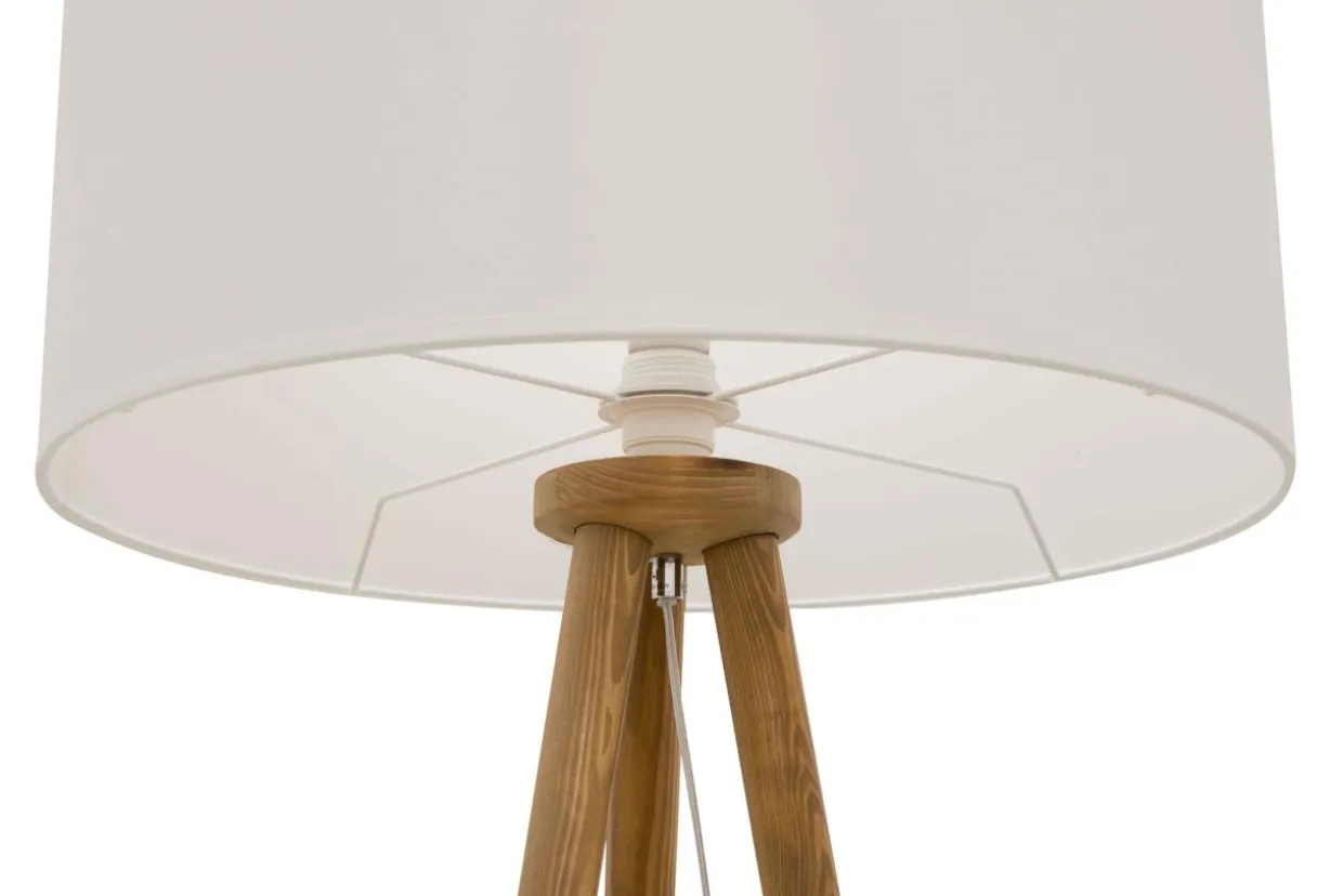 Lampa na drewnianym trójnogu abażur biały ENNIE