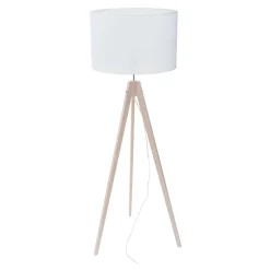 Lampa na drewnianym trójnogu abażur biały DOVE