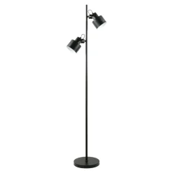 Lampa podłogowa 2 reflektory czarna DRACO