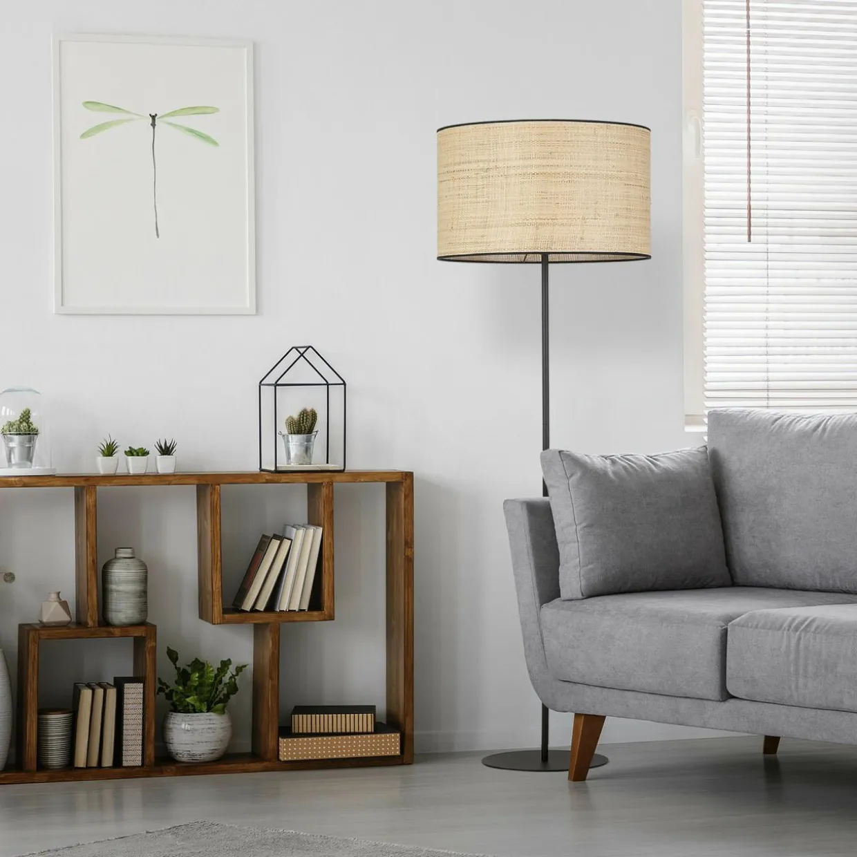 Lampa podłogowa abażur rafia plecionka LIBERIA