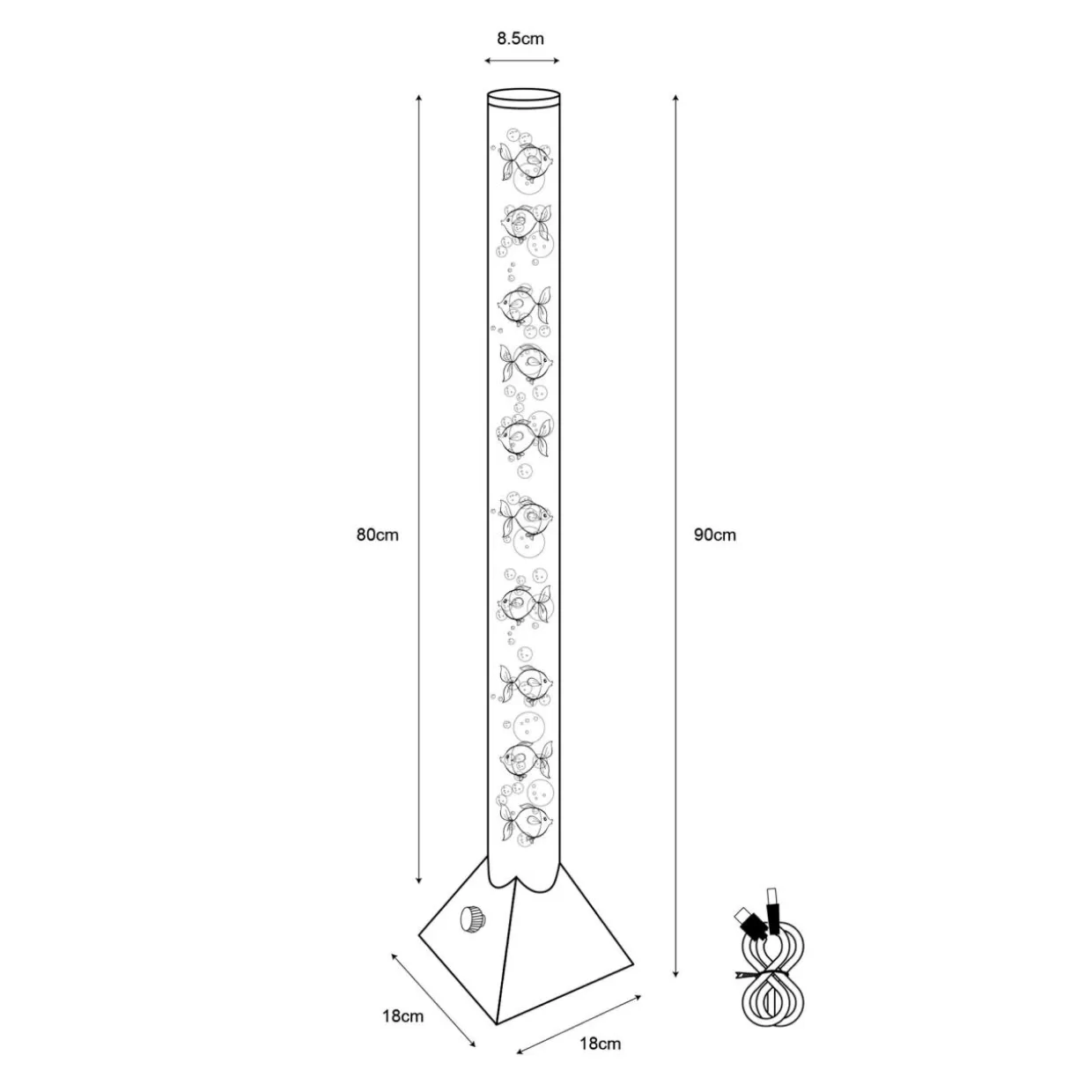 Lampa podłogowa dekoracyjna LED RGB USB srebrna AQUA 90 cm