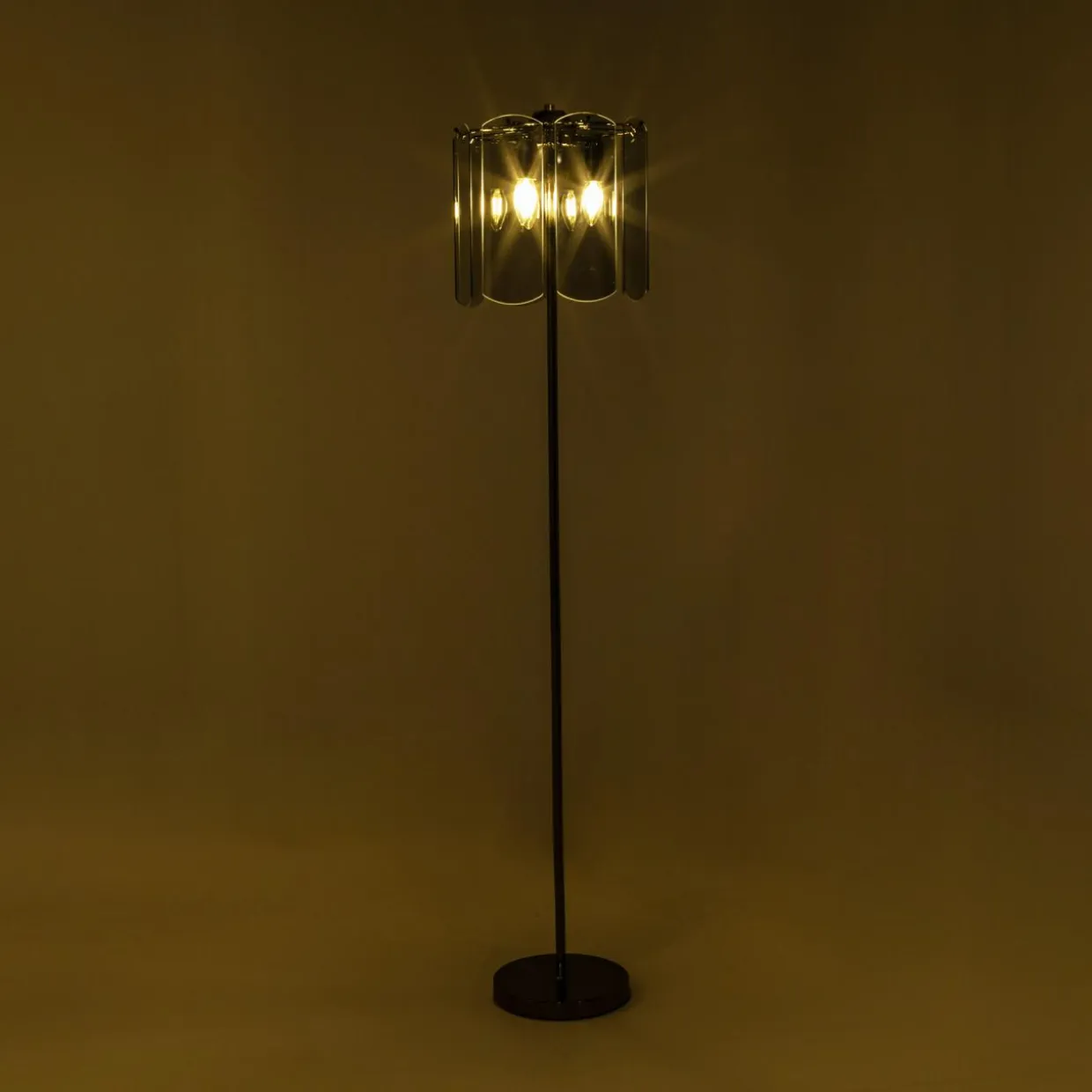 Lampa podłogowa dymione szkło czarna NIRA