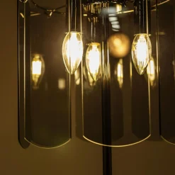 Lampa podłogowa dymione szkło czarna NIRA