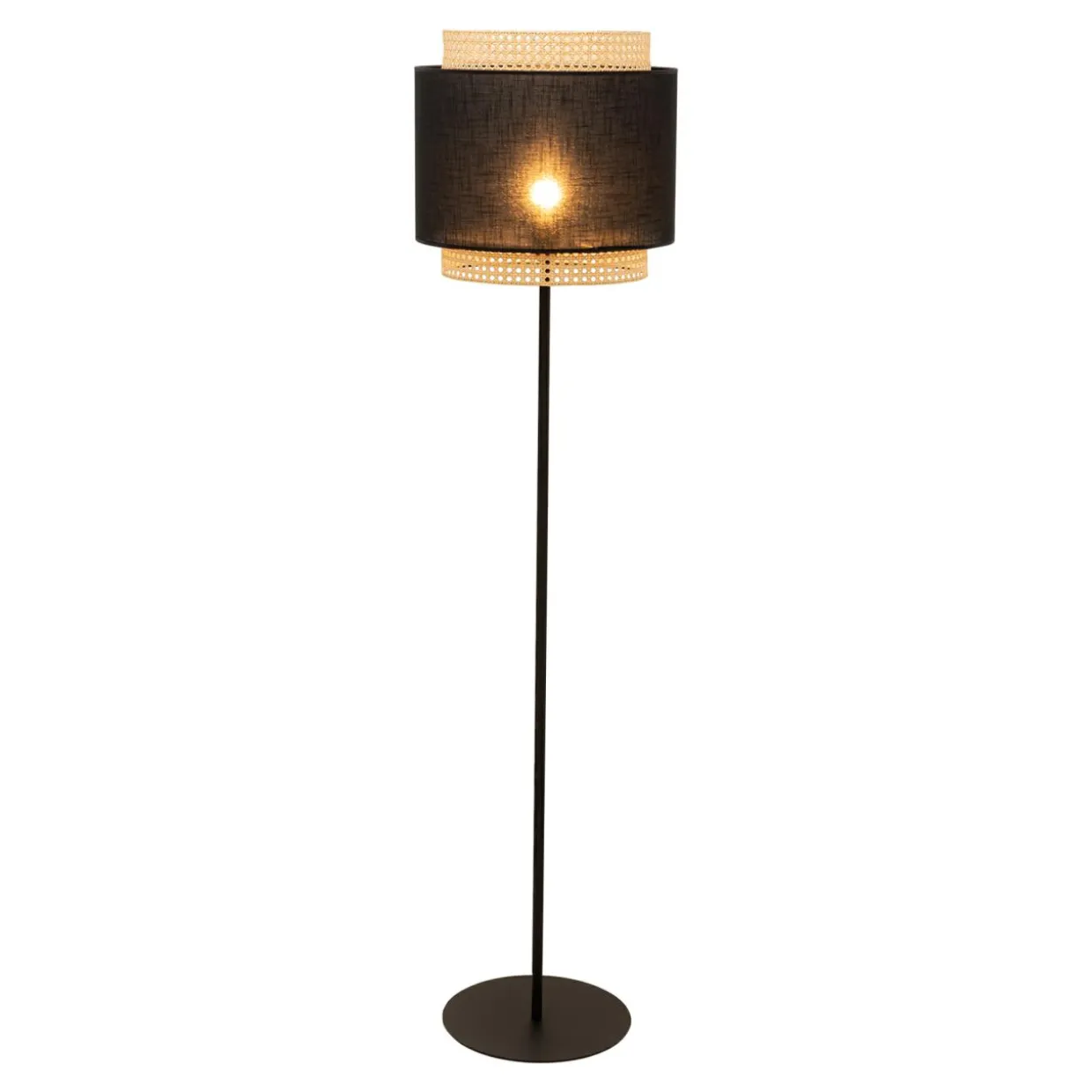 Lampa podłogowa rattanowa czarna BOHO 145 cm