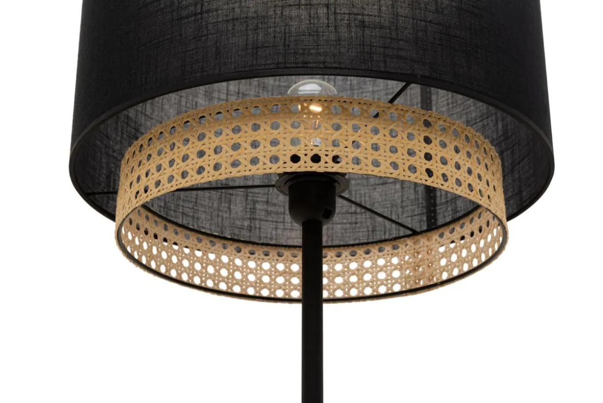 Lampa podłogowa rattanowa czarna BOHO 145 cm