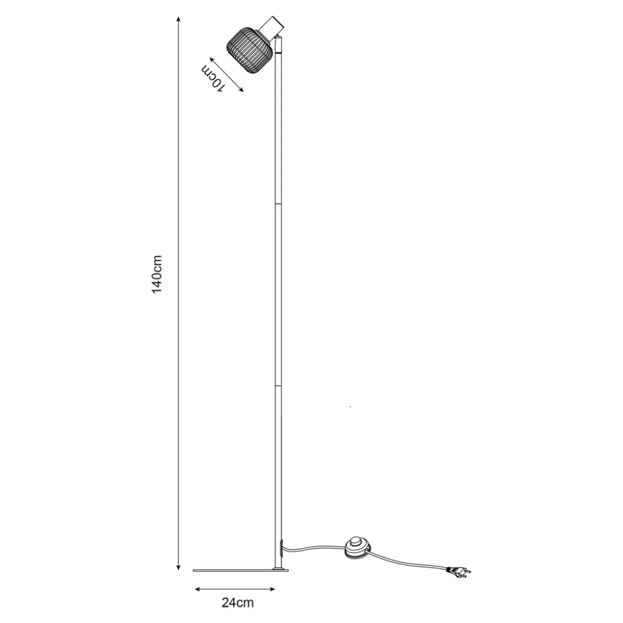 Lampa podłogowa regulowany klosz czarna STEM