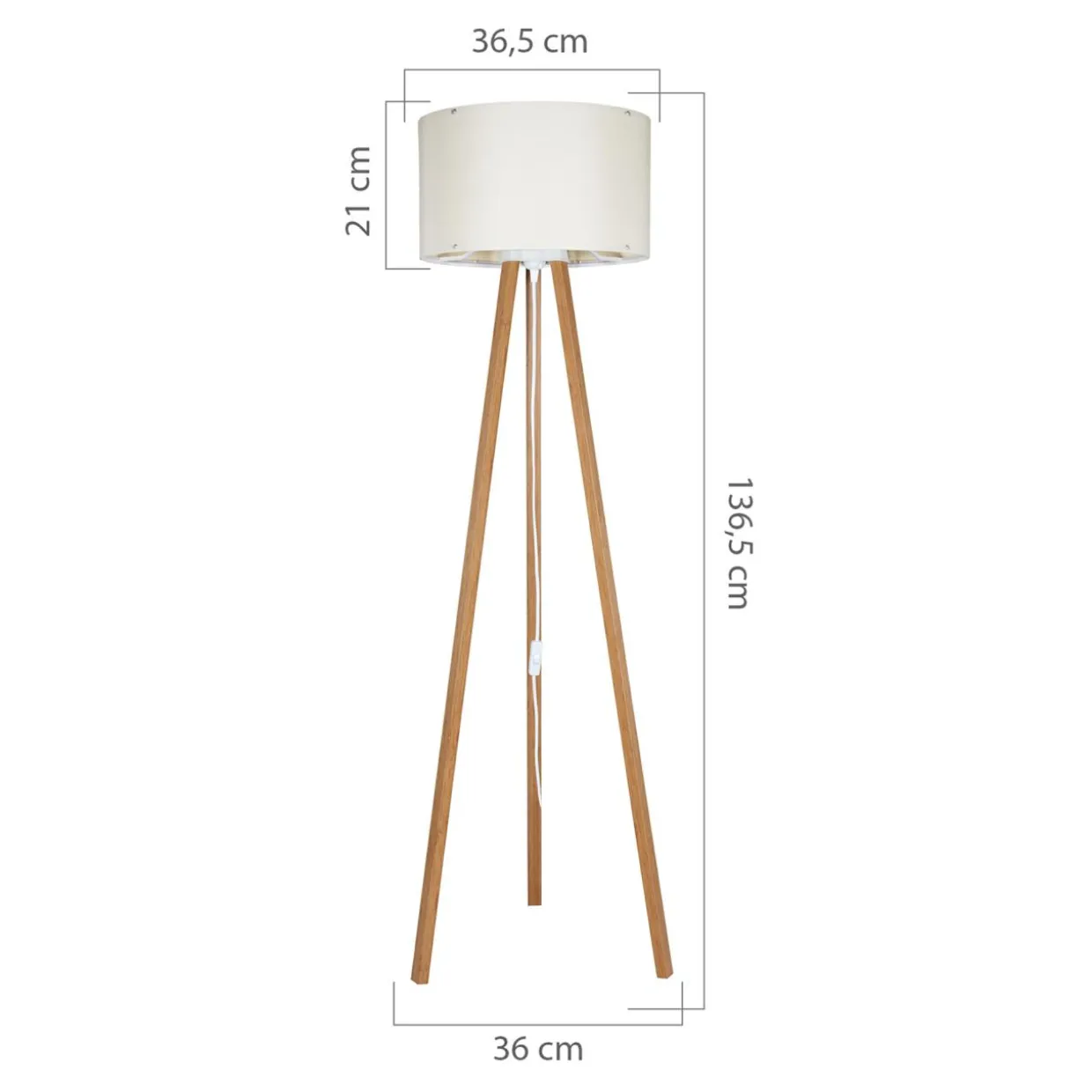 Lampa podłogowa trójnóg bambus kremowa PIKO