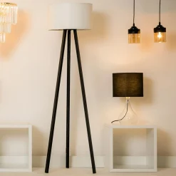 Lampa podłogowa trójnóg czarno-biała PIKO
