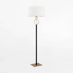 Lampa podłogowa z abażurem czarno-złota PERSEO