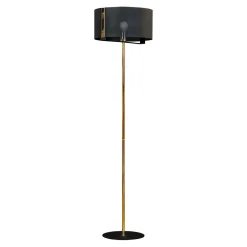 Lampa podłogowa z ozdobnym abażurem czarno-złota ETRO