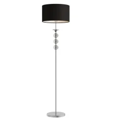 Lampa podłogowa ze szklaną ozdobą czarny abażur REA